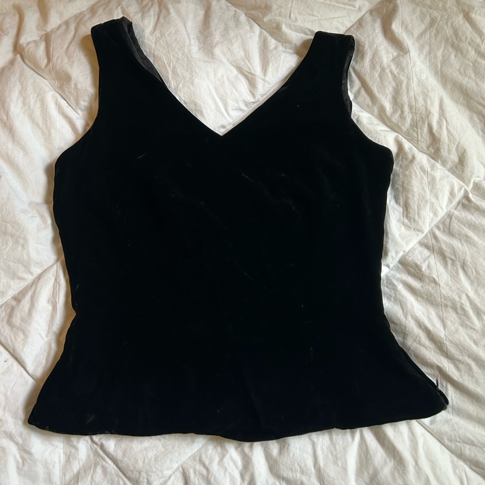 Ann Taylor Black Velvet Silk and Rayon Tank Top